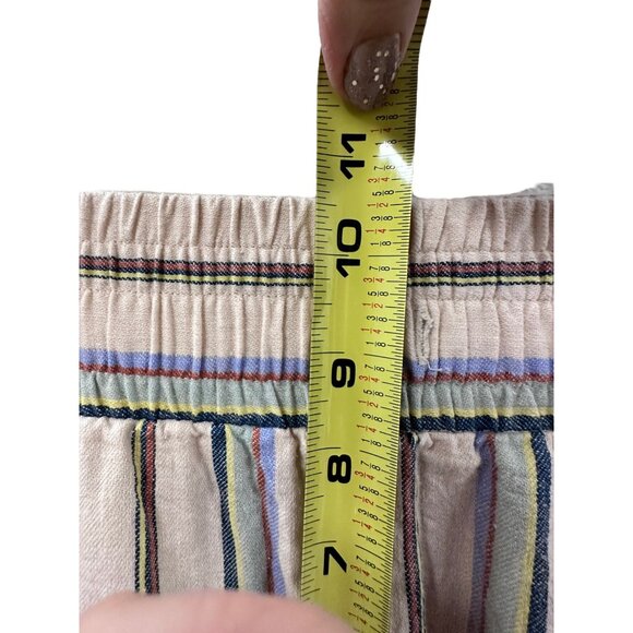 🌸3/$15🌸Cream Multi-Colored Striped Cotton Shorts sz Large - Picture 6 of 6